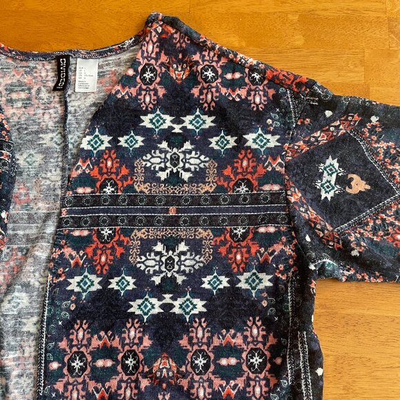 Size Large H&M Divided Aztec print navy white orange cardigan duster - Picture 7 of 13